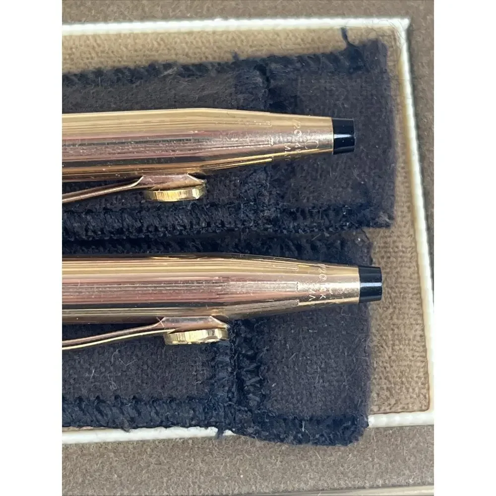 Vintage CROSS 14K & 12K Gold Fill Pen/Pencil Set w/Case & Booklet-Pen Needs Work